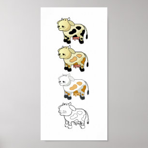Cartoon Dairy Cows Canvas Print