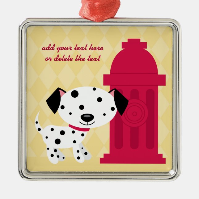 Cartoon dalmation dog & fire hydrant ornament (Front)