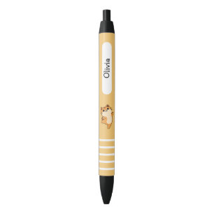 Cartoon Dancing Orange Cat, Custom, Yellow Black Ink Pen