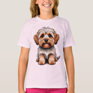 Cartoon Dandie Dinmont Terrier Dog T-Shirt
