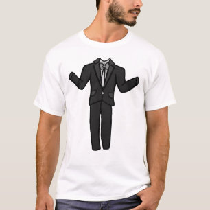 Cartoon Dark Gray Tuxedo Suit T-Shirt