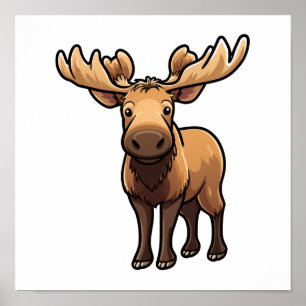  Cartoon deer illustration Poster