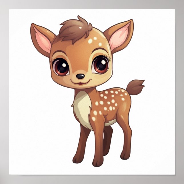  Cartoon deer illustration Poster (Front)