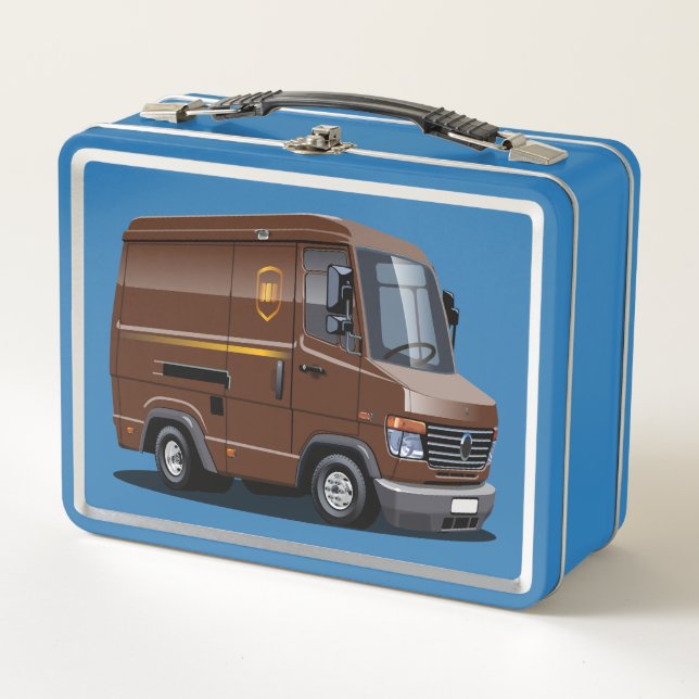 Cartoon delivery van metal lunch box (Front)