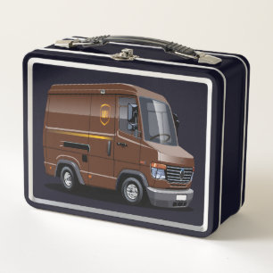 Cartoon delivery van metal lunch box