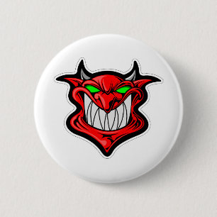 Cartoon demon face head satan 6 cm round badge