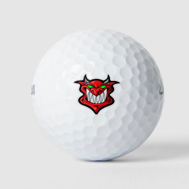 Cartoon demon face head satan golf balls (Front)