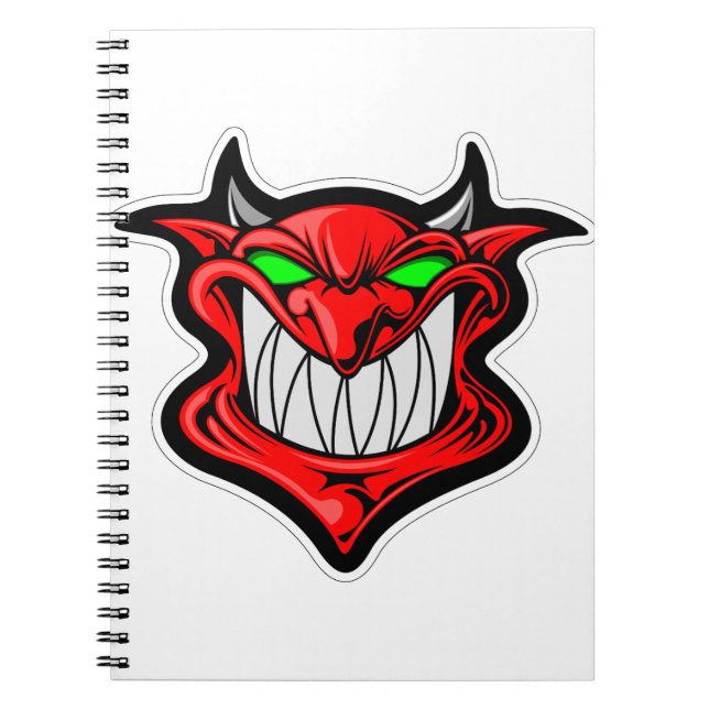 Cartoon demon face head satan notebook (Front)