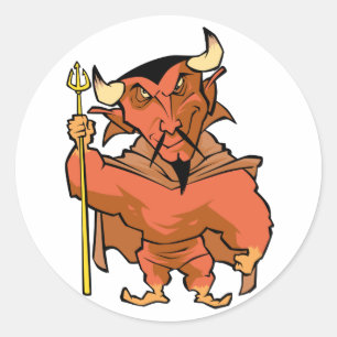 Cartoon Devil Classic Round Sticker