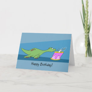 Cartoon Dinosaur Birthday Card