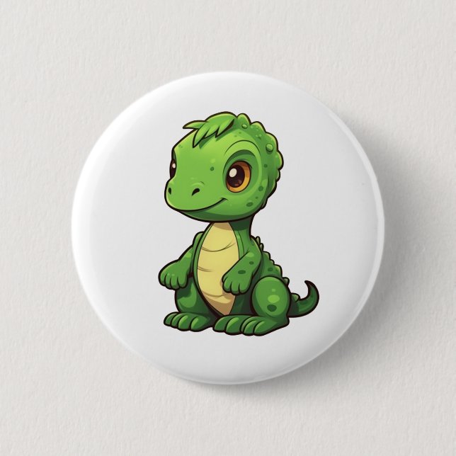 Cartoon dinosaur illustration 6 cm round badge (Front)