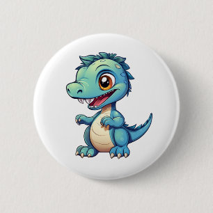 Cartoon dinosaur illustration 6 cm round badge