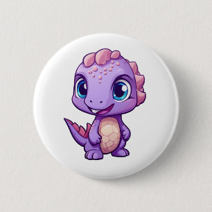 Cartoon dinosaur illustration 6 cm round badge
