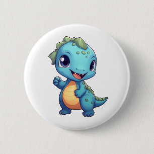 Cartoon dinosaur illustration 6 cm round badge