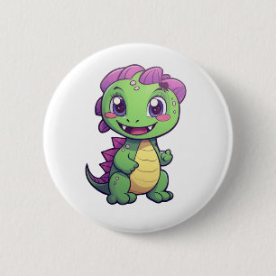 Cartoon dinosaur illustration 6 cm round badge