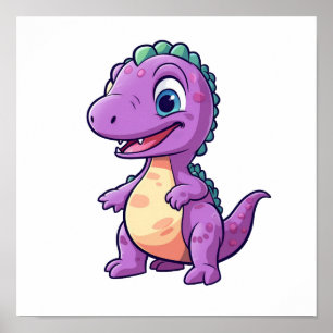 Cartoon dinosaur illustration poster