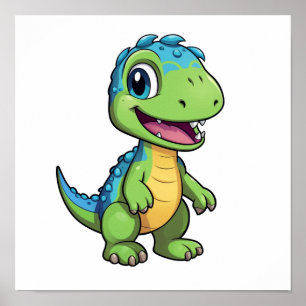 Cartoon dinosaur illustration poster
