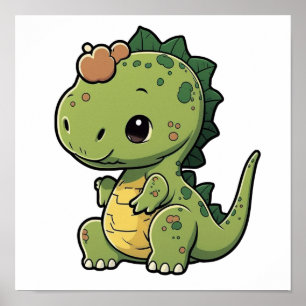 Cartoon dinosaur illustration poster