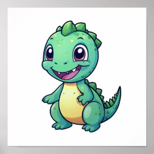 Cartoon dinosaur illustration poster