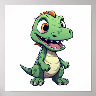 Cartoon dinosaur illustration poster