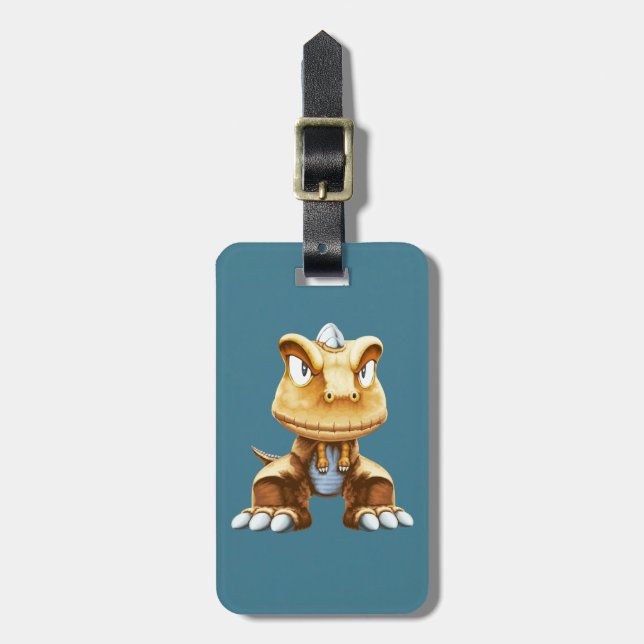 Cartoon Dinosaur Luggage Tag (Front Vertical)