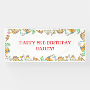 Cartoon Dinosaur Theme Kid's Birthday Banner