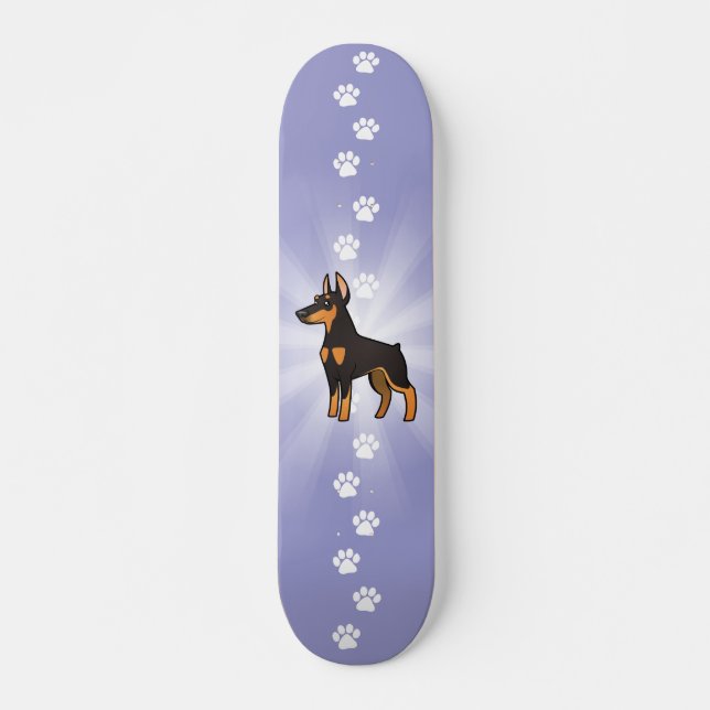 Cartoon Doberman Pinscher (pointy ears) Skateboard (Front)