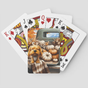 Cartoon Dog Autumn Theme Playing Cards