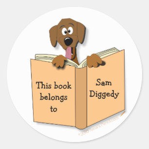 Cartoon Dog Bookplate Stickers Template