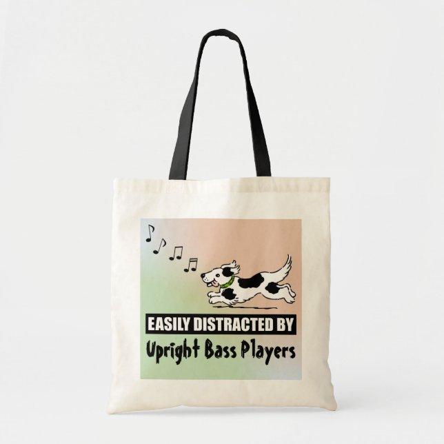 Cartoon Dog Distracted by Upright Bass Players Tote Bag (Front)