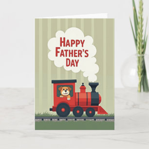 Cartoon Dog Fathers Day Train Card