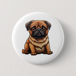 Cartoon dog illustration 6 cm round badge