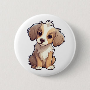 Cartoon dog illustration 6 cm round badge