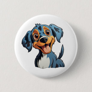 Cartoon dog illustration 6 cm round badge
