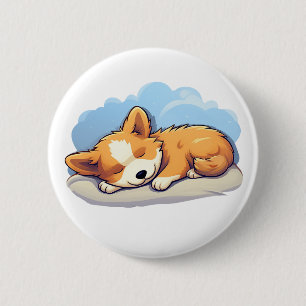 Cartoon dog illustration 6 cm round badge