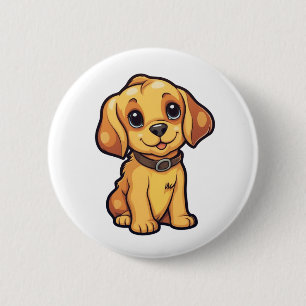 Cartoon dog illustration 6 cm round badge