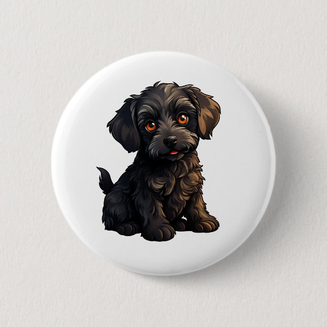 Cartoon dog illustration 6 cm round badge (Front)