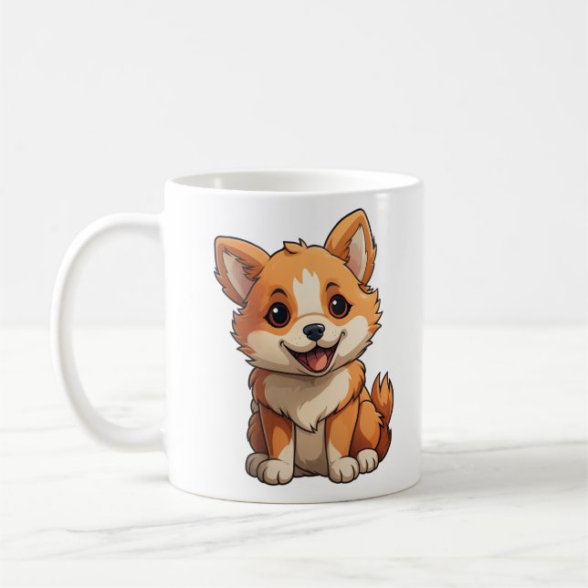 Cartoon dog illustration coffee mug (Left)
