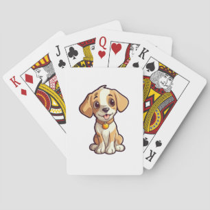 Cartoon dog illustration playing cards