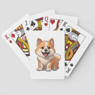 Cartoon dog illustration playing cards