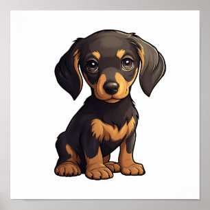 Cartoon dog illustration poster