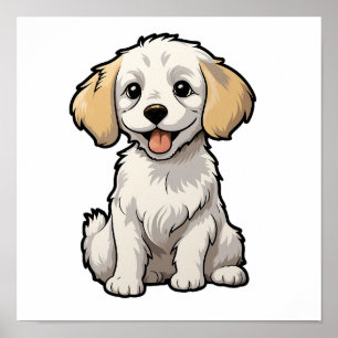 Cartoon dog illustration poster