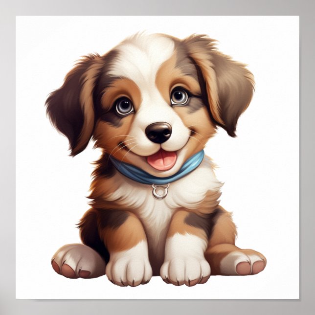 Cartoon dog illustration poster (Front)