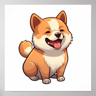 Cartoon dog illustration poster