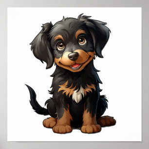 Cartoon dog illustration poster