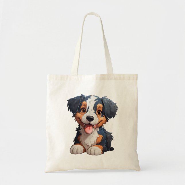 Cartoon dog illustration tote bag (Front)