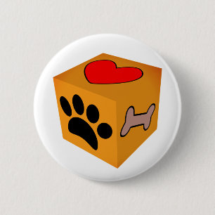 Cartoon Dog Paw Heart And Bone 6 Cm Round Badge
