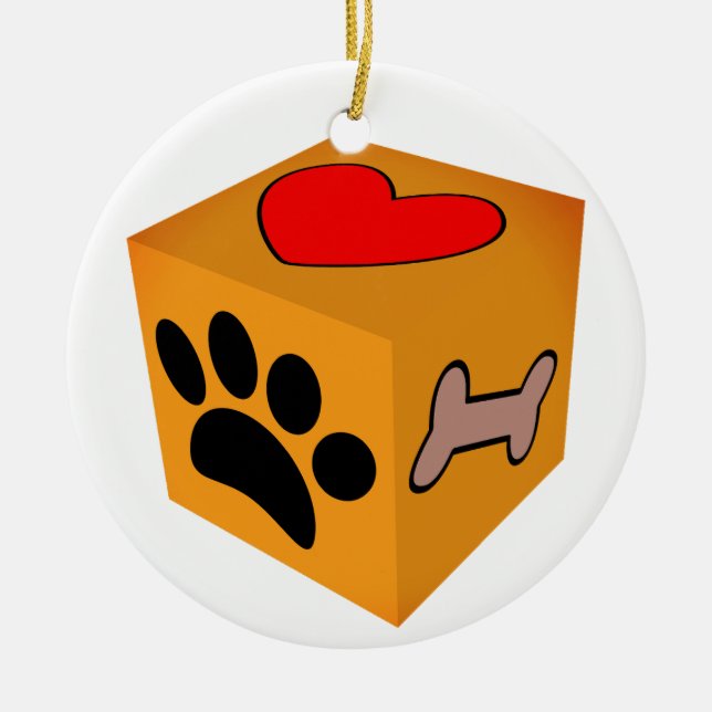 Cartoon Dog Paw Heart And Bone Keychain Ceramic Tree Decoration (Front)