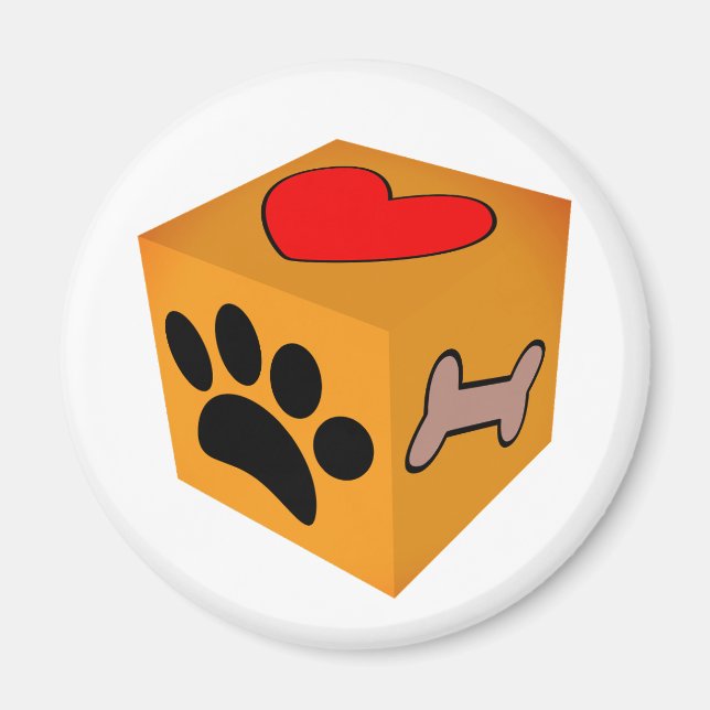 Cartoon Dog Paw Heart And Bone Magnet (Front)