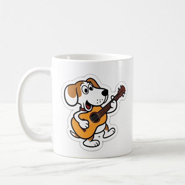 cartoon  dog playing a guitar coffee mug (Left)